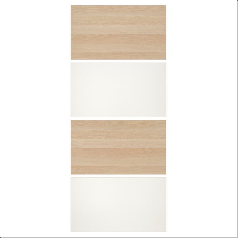 MEHAMN メーハムン 引き戸用パネル4枚 - ホワイトステインオーク調/ホワイト 100x236cm