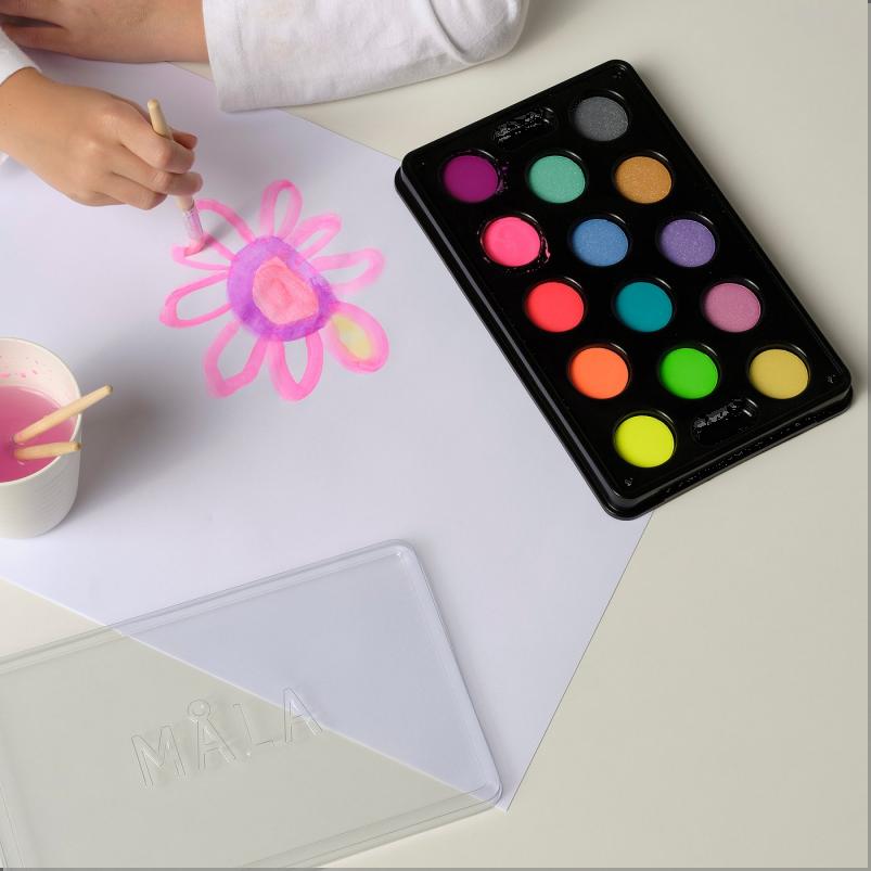 MÅLA モーラ 水彩絵の具ボックス 14色 - ミックスカラー