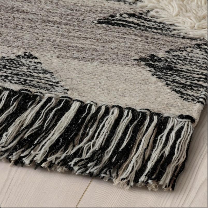 TANNISBY タニスビ ラグ 平織り - ハンドメイド/グレー ブラック 160x230cm