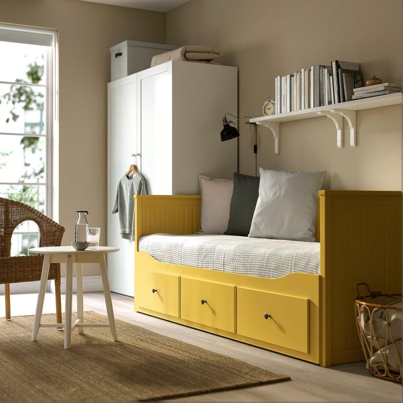 HEMNES ヘムネス デイベッドフレーム（引き出し×3） - イエロー 80x200cm