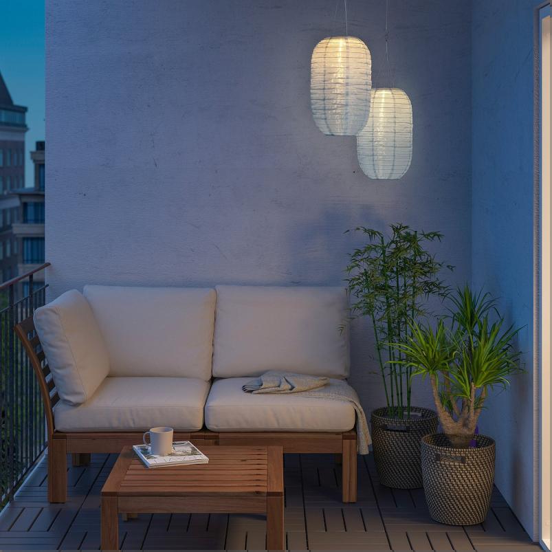 SOLVINDEN ソルヴィンデン LED太陽電池式ペンダントランプ - 屋外用/楕円形 ライトブルー 43cm