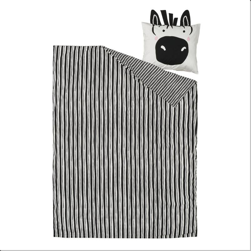 NATTHAGER ナットヘーゲル 掛け布団カバー＆枕カバー - ブラック ホワイト/シマウマ 150x200/50x60cm