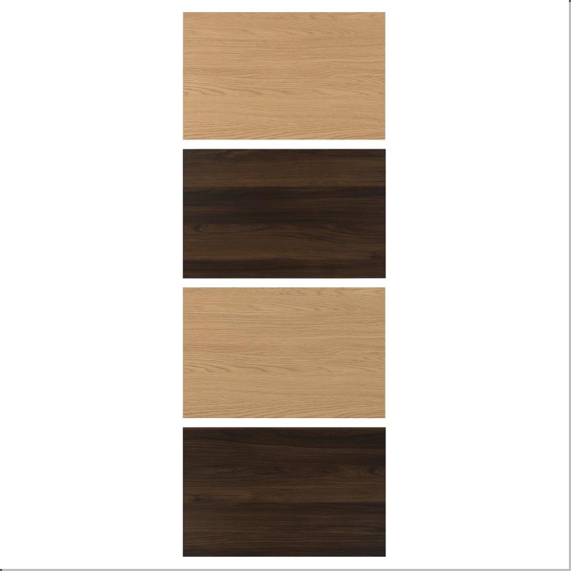 MEHAMN メーハムン 引き戸用パネル4枚 - ダークブラウン オーク調/オーク調 75x201 cm
