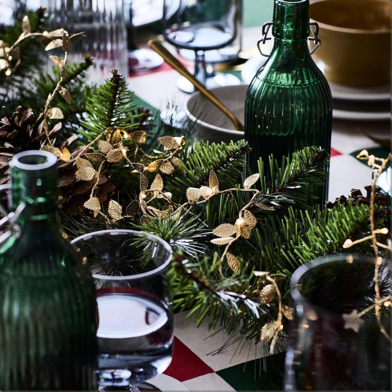 STRALA ストローラ LEDライトチェーン 全40球 - 電池式 リーフ/ゴールドカラー