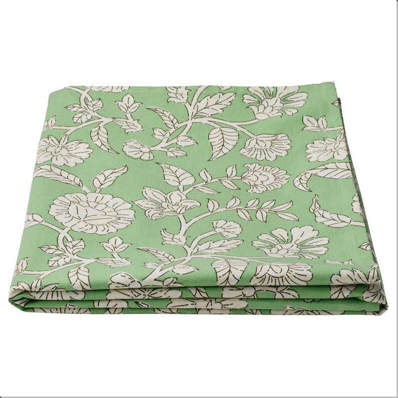 SMÖRFISK スモールフィスク テーブルクロス - フローラルパターン/グリーン/ホワイト 145x240 cm