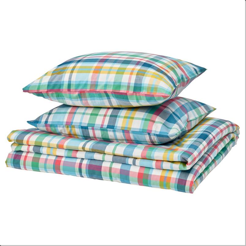 HOSTGENTIANA ホストゲンティアーナ 掛け布団カバー＆枕カバー（枕カバー2枚） - マルチカラー/チェック 200x200/50x60cm