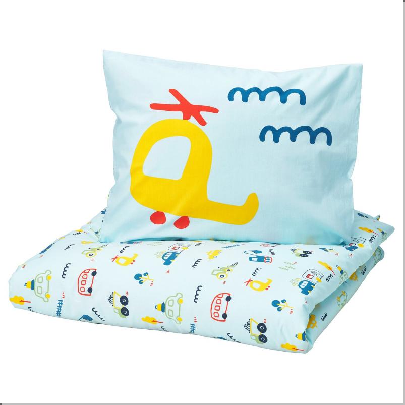 BARNDROM バーンドローム 掛け布団カバー＆枕カバー - ブルー/乗り物柄 150x200/50x60cm