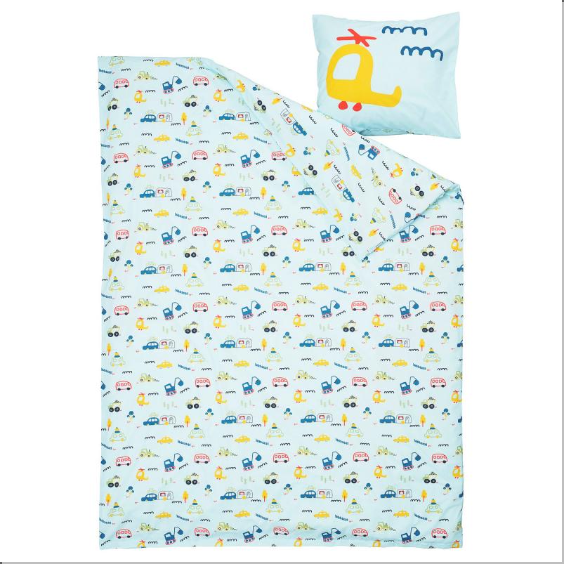 BARNDROM バーンドローム 掛け布団カバー＆枕カバー - ブルー/乗り物柄 150x200/50x60cm