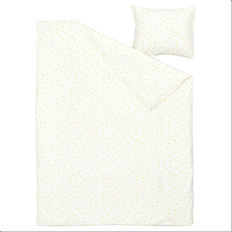 BARNDROM バーンドローム 掛け布団カバー＆枕カバー - ホワイト イエロー/水玉模様 150x200/50x60cm
