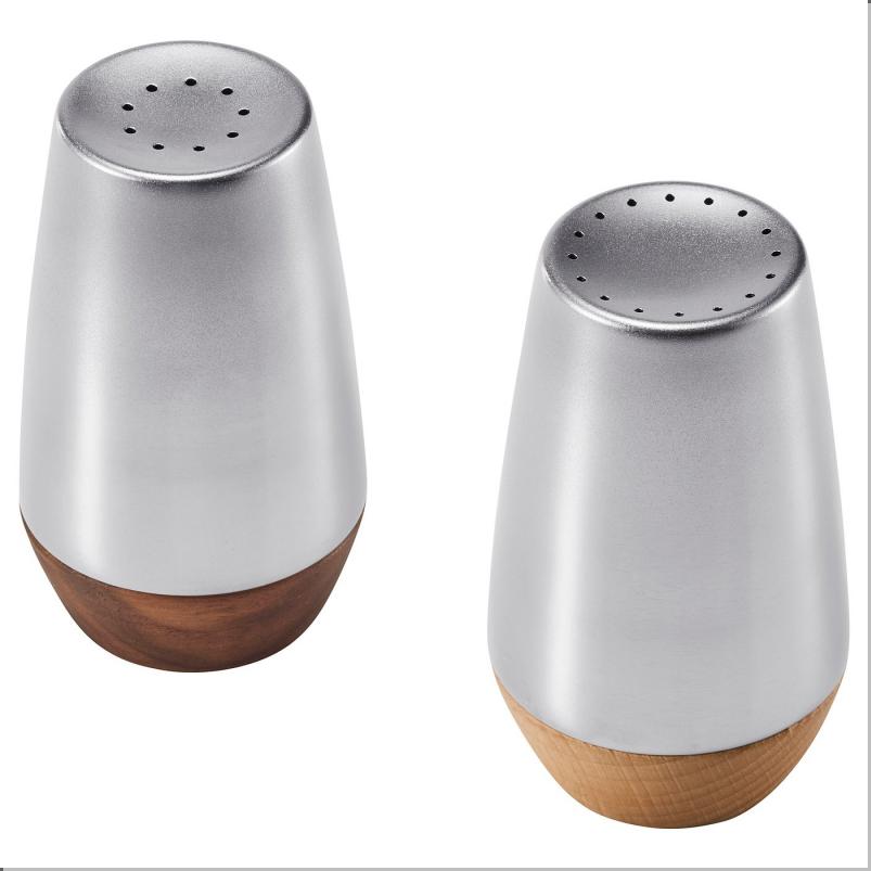 AFTONHAJ アフトンハイ 塩コショウ入れ2点セット - ステンレススチール ビーチ/ウォールナット 8.5 cm