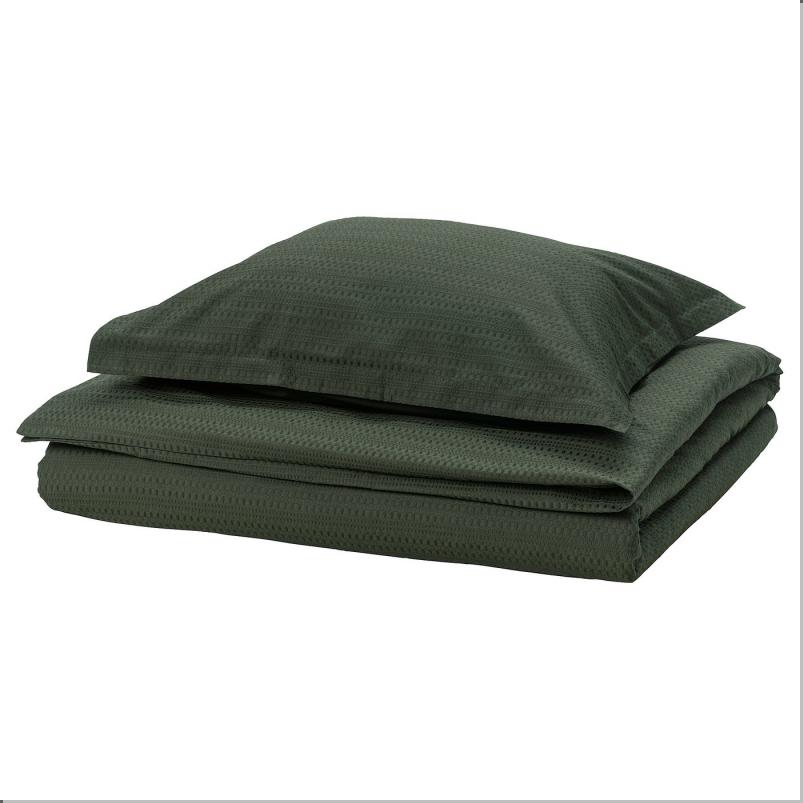 LUKTVICKER ルクトヴィッケル 掛け布団カバー＆枕カバー - ダークグリーン 150x200/50x60cm