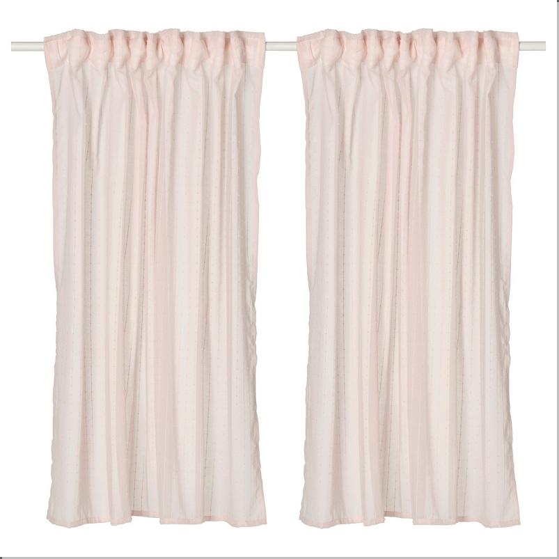 MATILDA マティルダ レースカーテン1組 - ペールピンク/ヘディングテープ付き 145x135 cm