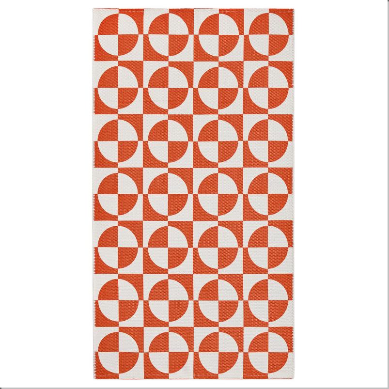 PUBLIKVARD プブリクヴェルド ラグ 平織り - オレンジ/サークル模様 80x150cm