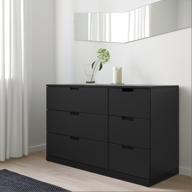 NORDLI ノールドリ チェスト（引き出し×6） - チャコール 120x76cm
