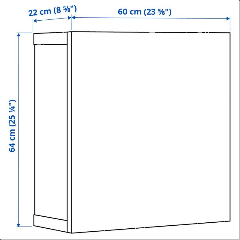 BESTA ベストー 壁取り付け式キャビネットコンビネーション - ホワイト/ラップヴィーケン ホワイト 60x22x64cm