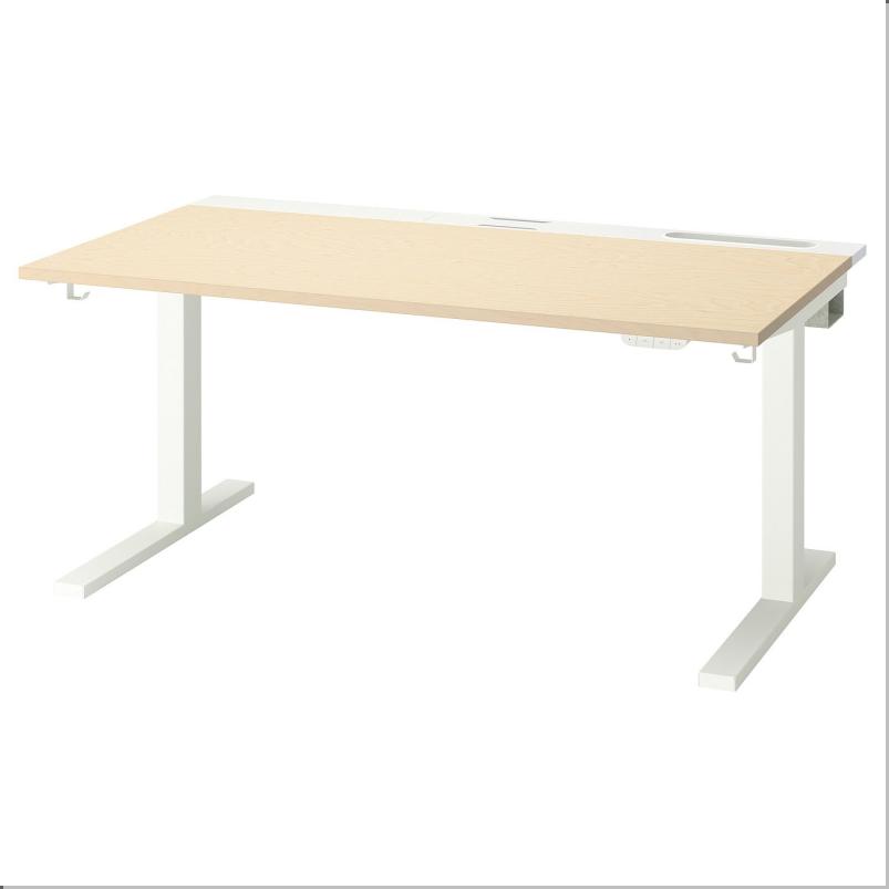 MITTZON ミッツォーン デスク 昇降式 - 100V バーチ材突き板/ホワイト 140x80cm