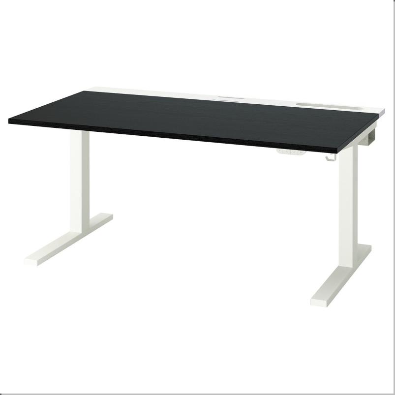 MITTZON ミッツォーン デスク 昇降式 - 100V ブラックステインアッシュ材突き板/ホワイト 140x80cm