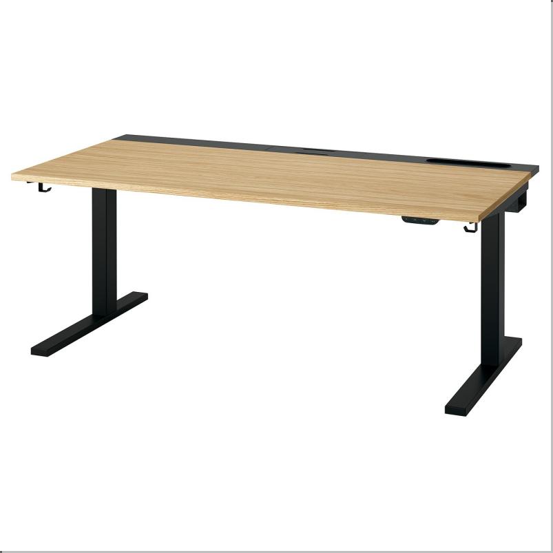 MITTZON ミッツォーン デスク 昇降式 - 100V オーク材突き板/ブラック 160x80cm