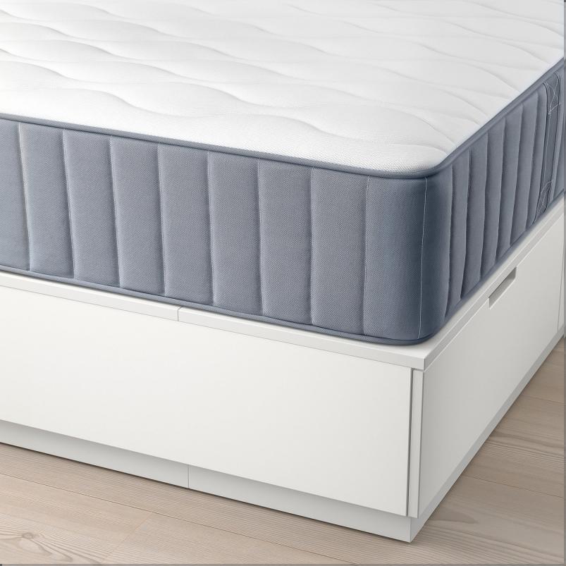 NORDLI ノールドリ ベッドフレーム 収納＋マットレス付き - ホワイト/ヴォーグストランダ かため 90x200cm