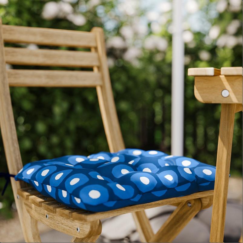 ASKHOLMEN アスクホルメン テーブル＋折りたたみチェア4 屋外用 - アカシア材/クローサン ダークブルー 143x75cm