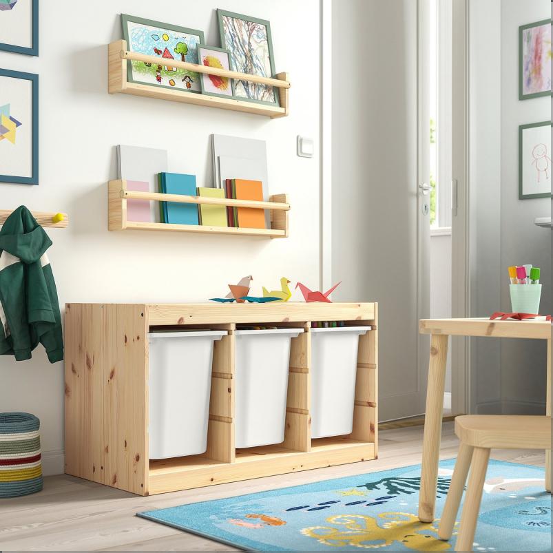 TROFAST トロファスト 収納コンビネーション - ライトホワイトステインパイン/ホワイト 93x44x53cm