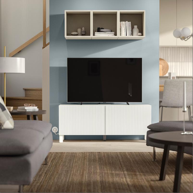 BESTÅ ベストー テレビ台 扉付き - ホワイト/フォーヴァルタレ ホワイト 120x42x48 cm