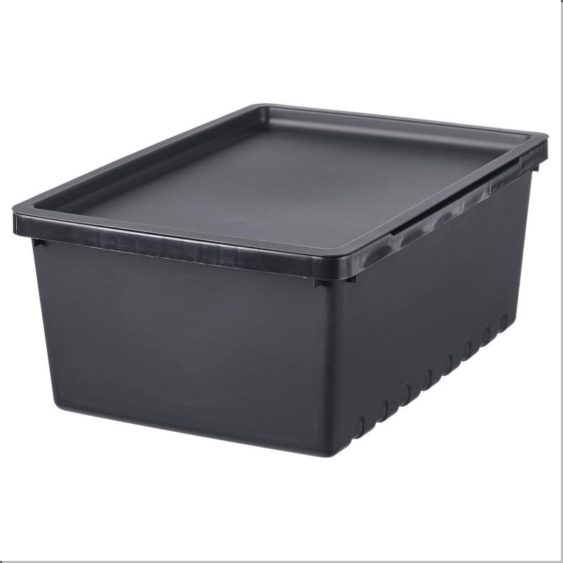 UPPSNOFSAD ウップスノフサド 収納ボックス ふた付き - ブラック 35x25x14cm/9L