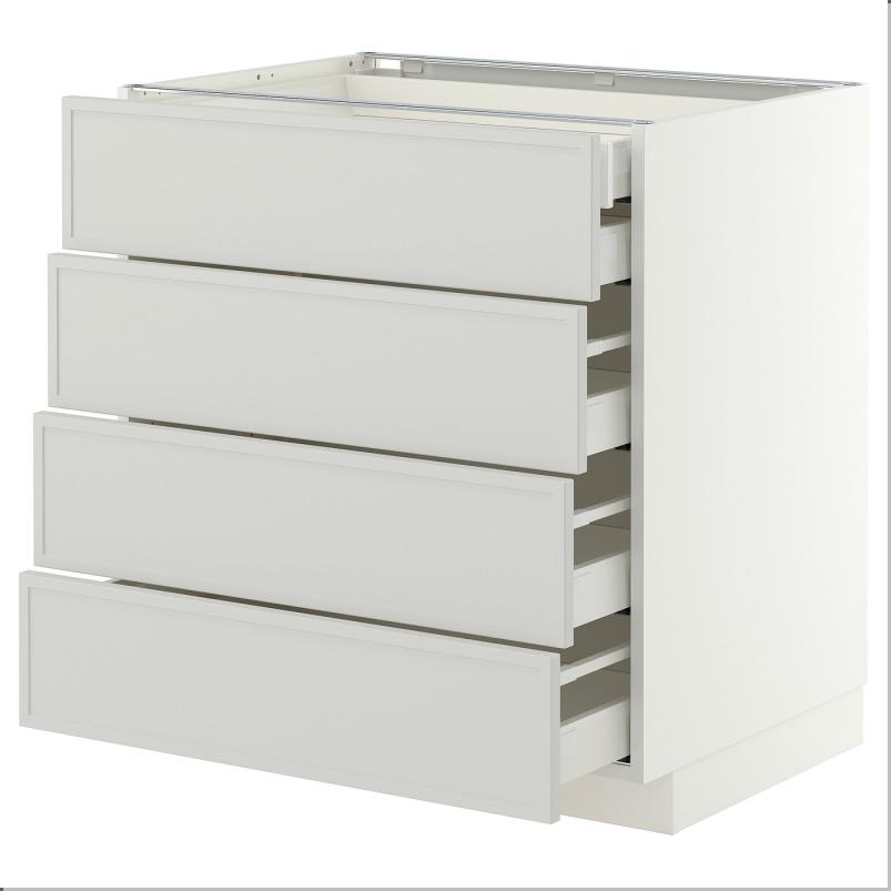 METOD メトード / MAXIMERA マキシメーラ ベースキャビネット 引き出し前部4/引き出し低2/引き出し中3 - ホワイト/アスプゥデン ライトグレー 80x60x80cm