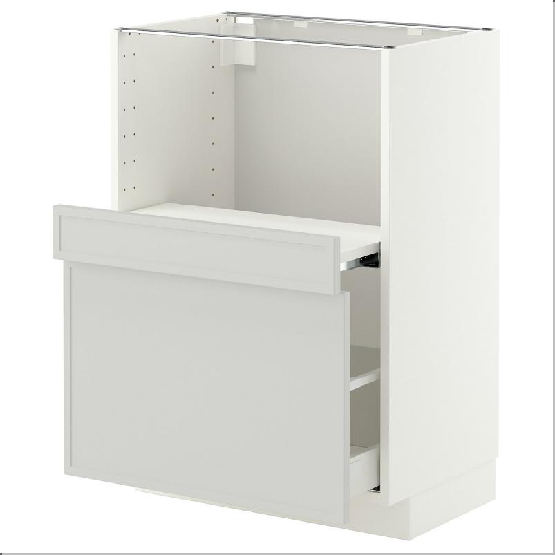 METOD メトード / MAXIMERA マキシメーラ ベースキャビネット 引き出し式シェルフ/引き出し付き - ホワイト/アスプゥデン ライトグレー 60x41x80cm