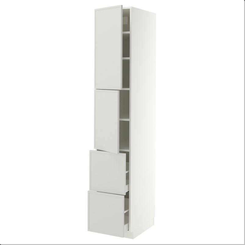 METOD メトード / MAXIMERA マキシメーラ ハイキャビネット 扉2枚+引き出し2段付き - ホワイト/アスプゥデン ライトグレー 40x60x220cm