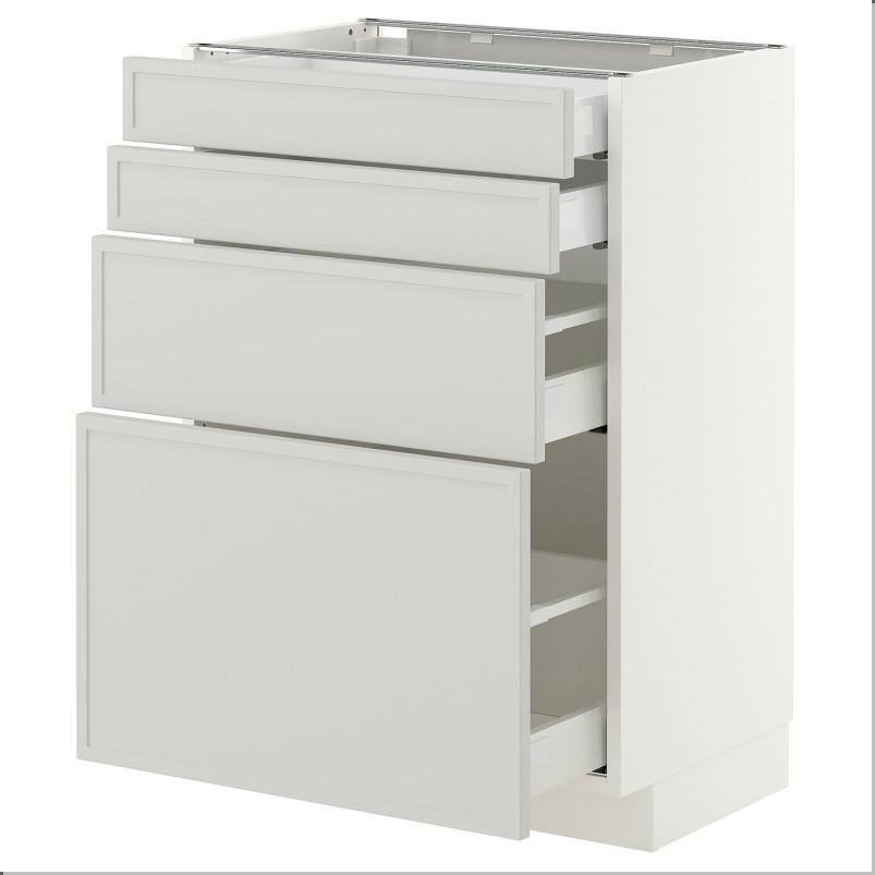 METOD メトード / MAXIMERA マキシメーラ ベースキャビネット 引き出し前部4枚/引き出し4個 - ホワイト/アスプゥデン ライトグレー 60x41x80cm