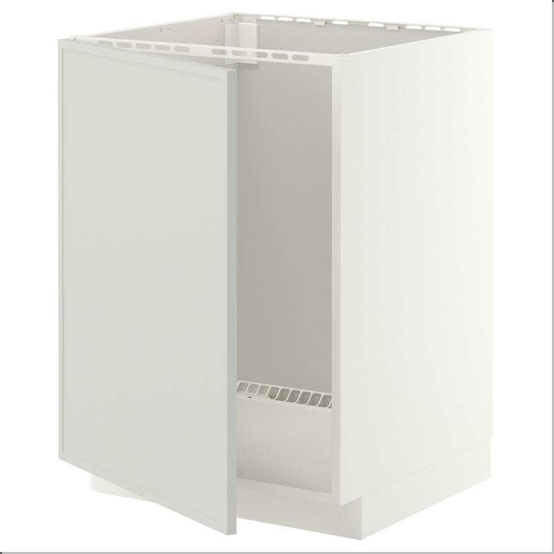 METOD メトード ベースキャビネット シンク用 - ホワイト/アスプウッデン ライトグレー 60x60x80cm