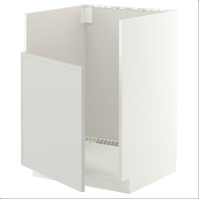 METOD メトード ベースキャビネット TALLSJON/タルショーン シンク用 - ホワイト/アスプウッデン ライトグレー 60x60x80cm
