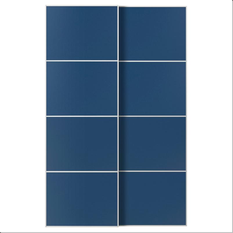 MEHAMN メーハムン 引き戸 2枚組 - ホワイト/両面仕様 ブルー 150x236cm