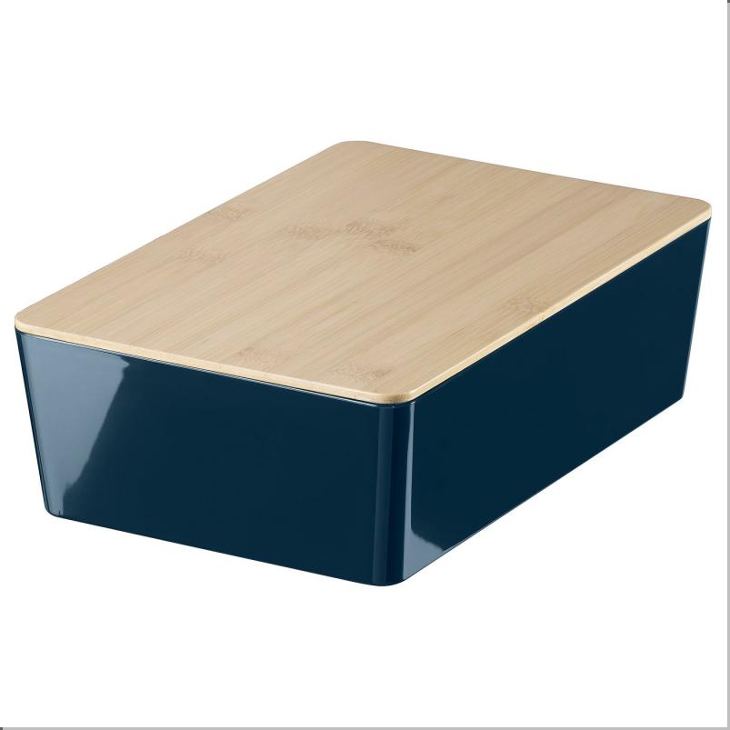 KUGGIS クッギス ふた付きボックス - ブラックブルー/竹 18x26x8cm