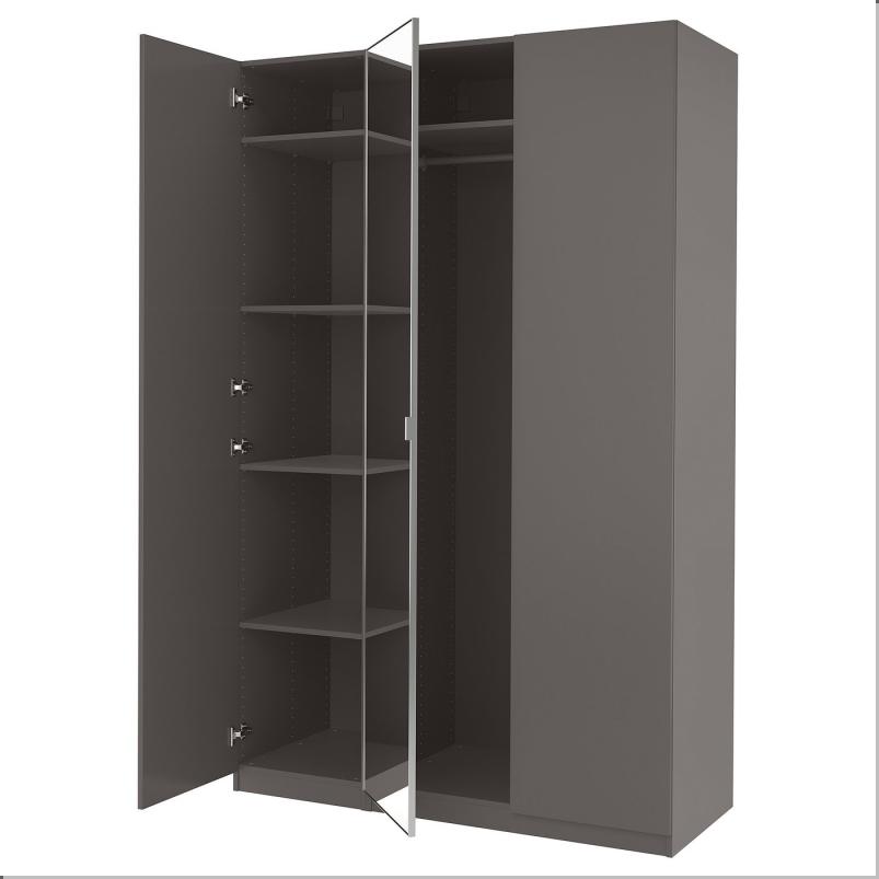 PAX パックス / FORSAND/AHEIM フォルサンド/オーヘイム ワードローブコンビネーション - ダークグレー/ミラーガラス 150x60x236cm