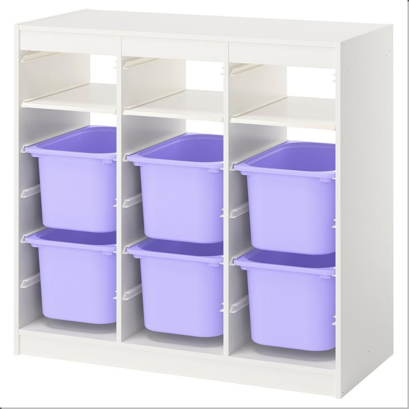 TROFAST トロファスト 収納コンビネーション - 棚/ボックス付き ルームディバイダ―/ホワイト ライラック 99x44x95cm