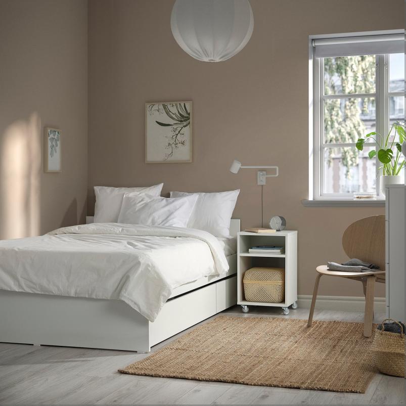 VIHALS ヴィーハルス ベッドフレーム 収納ボックス2個付き - ホワイト/リルヘラン 120x200cm