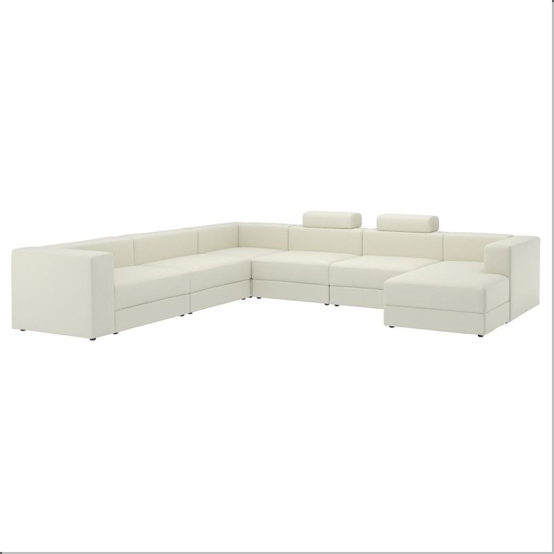 JATTEBO イェッテボ U字形ソファ、7人掛け - 寝椅子付き 右 ヘッドレスト付き/アクスヴァラ オフホワイト