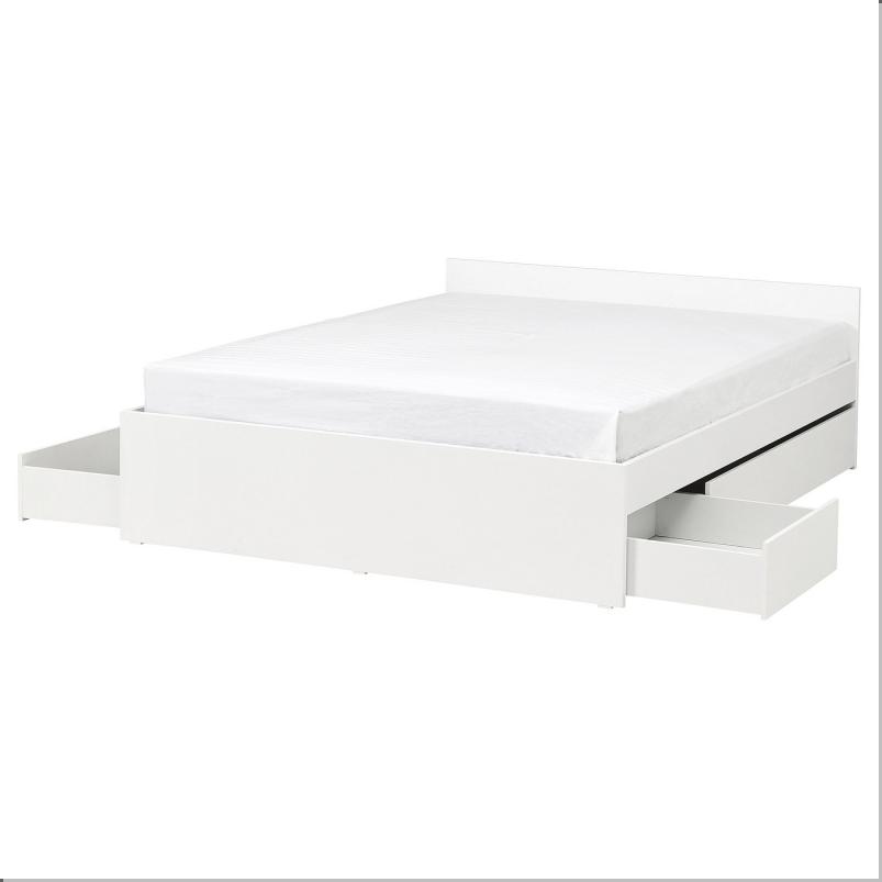VIHALS ヴィーハルス ベッドフレーム 収納ボックス4個付き - ホワイト/リルヘラン 140x200cm