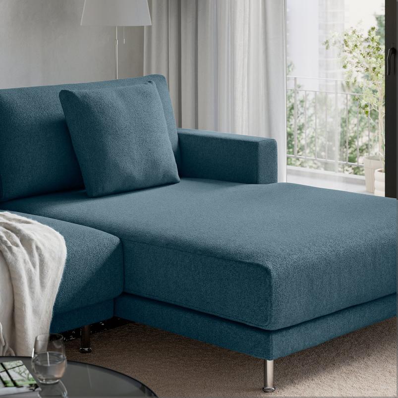 UPPAKRA ウッポークラ 3人掛けモジュールソファ - 寝椅子付き 右/アクスヴァラ ダークグレーブルー