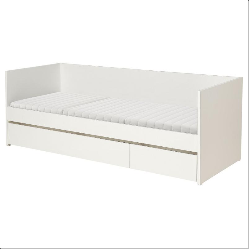 VIHALS ヴィーハルス デイベッド 収納/マットレス1枚付き - ホワイト/オンフェレット かため 80x200cm