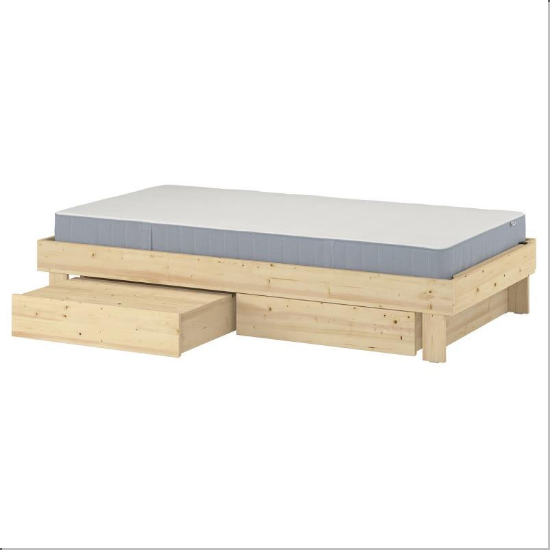 GLAMBERGET グラムベルゲット ベッドフレーム 収納＋マットレス付き - パイン材/ヴェステロイ かため 90x200cm
