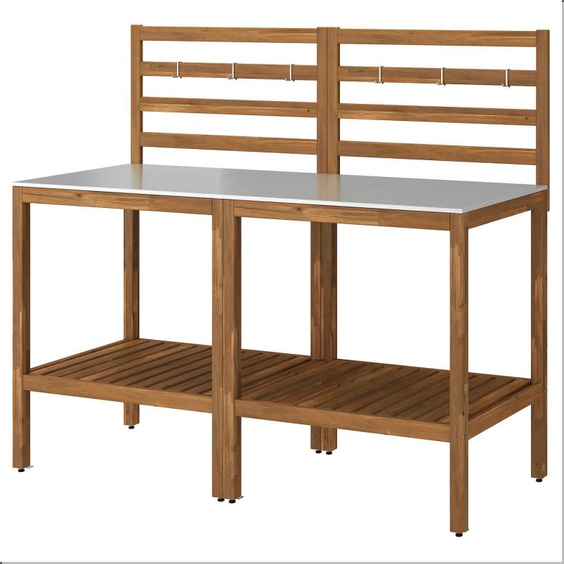 NAMMARO ネッマロー 屋外用キッチン - ライトブラウンステイン/ステンレススチール 160x62cm