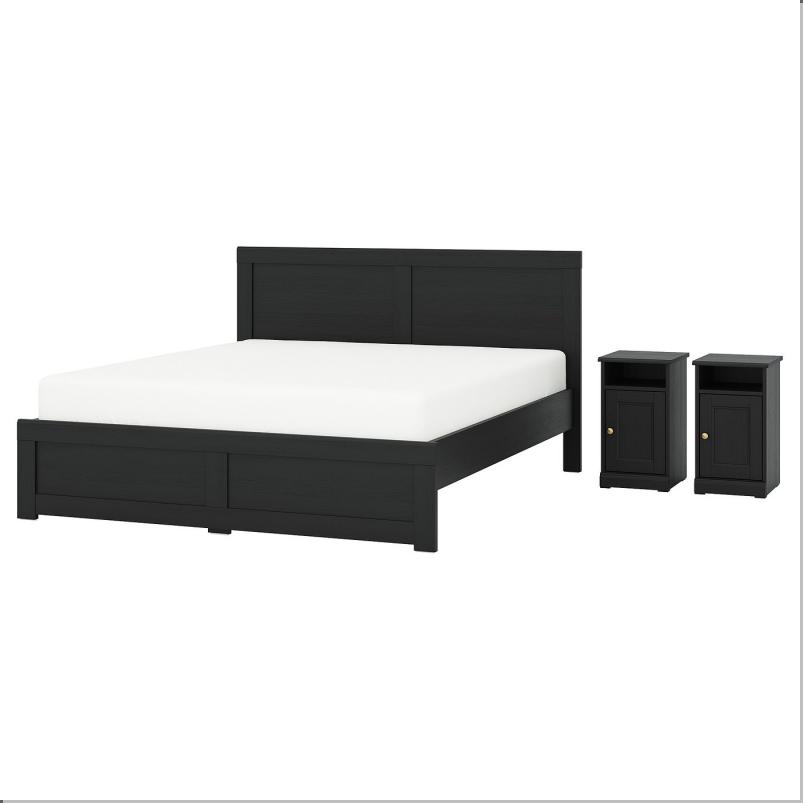 FAGELFJALLET フォーゲルフィェレット ベッドルーム家具3点セット - ブラック オーク調 140x200cm