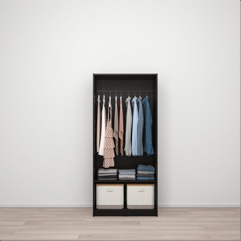 RAKKESTAD ラッケスタード ワードローブ 扉2枚付 - ブラックブラウン 79x176cm