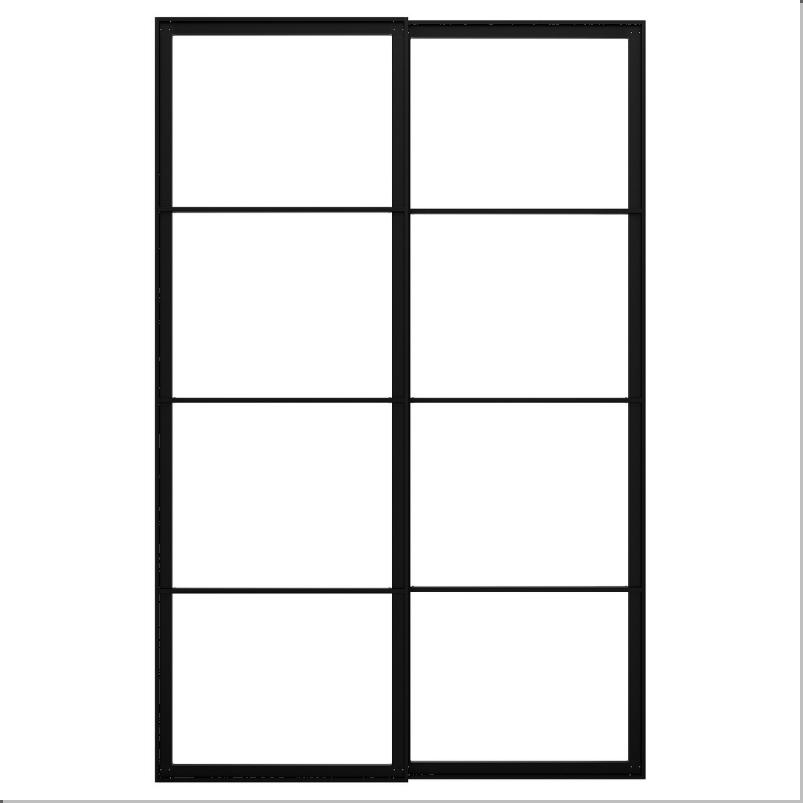 PAX パックス 引き戸用アルミ枠 レール付き - ブラック 150x236cm