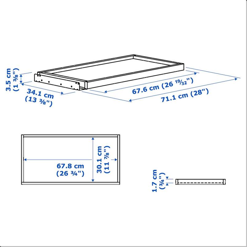 KOMPLEMENT コムプレメント 引き出し式トレイ - ダークグレー 75x35cm