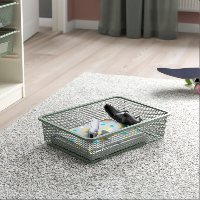 TROFAST トロファスト メッシュ収納ボックス - ライトグリーングレー 42x30x10cm