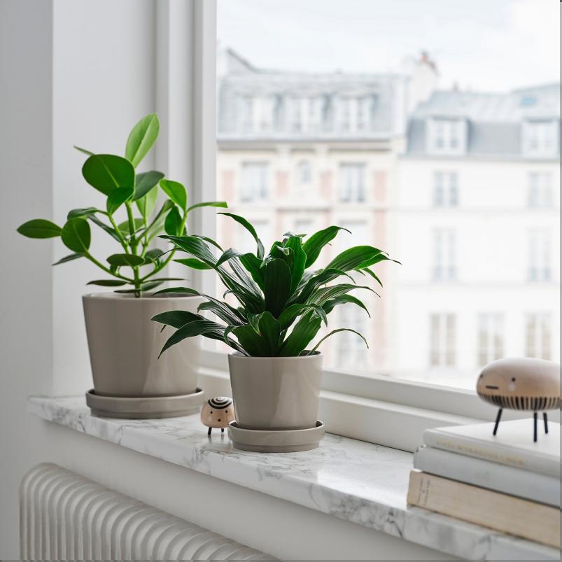 KLOTLONN クロートロン 植木鉢 受け皿付き - 室内/屋外用/グレー/ベージュ 15cm